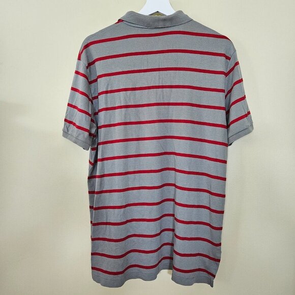 Polo Ralph Lauren Mens XL Gray Red Stripes Pony Single Stitch Slits Buttons FLAW - Picture 2 of 13